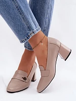 Dámske kožené poltopánky 18119 beige - Vinceza