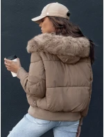 Dámská prošívaná zimní bunda s kožešinou camel Dstreet model 21979212 - FashionStreet