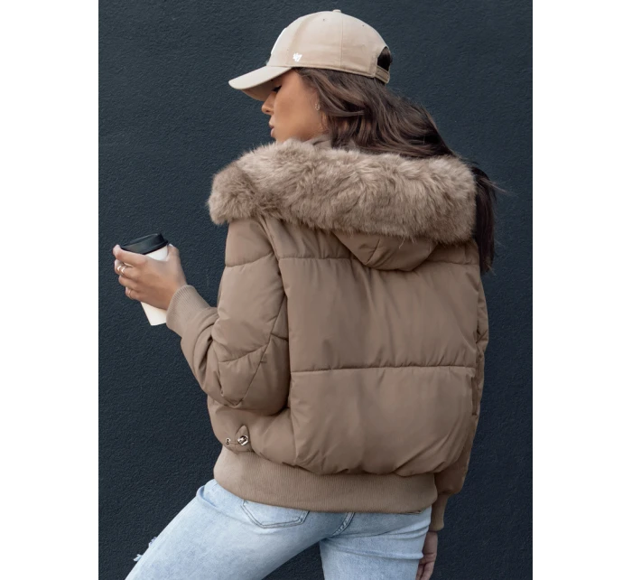 Dámská prošívaná zimní bunda s kožešinou camel Dstreet model 21979212 - FashionStreet