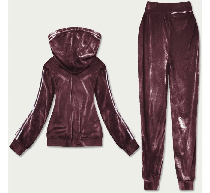 Hnědý dámský velurový dres s lampasy model 17694131 - Defox