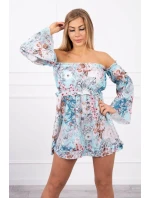 Španielske kvetinové šaty v mätovej farbe Španielske kvetinové šaty v mätovej farbe