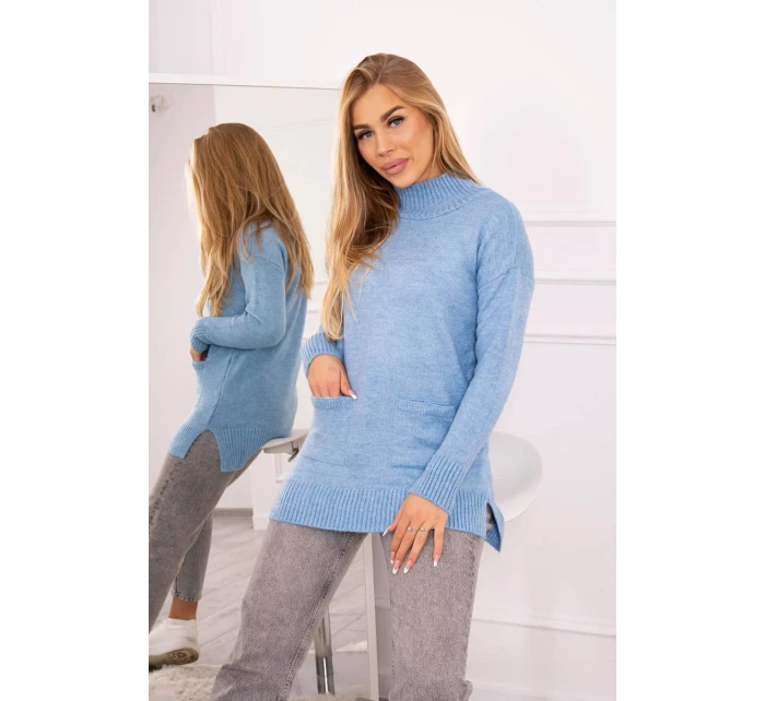 Stojanový sveter modrý