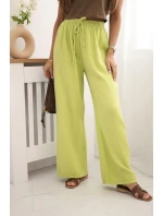Mušelínové kalhoty se širokou nohavicí kiwi