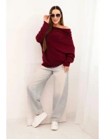 Dámsky asymetrický viskózový sveter batwing slivka