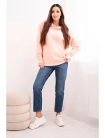 Dámská mikina s kapucí a model 21494967 z bavlny lososová - K-Fashion