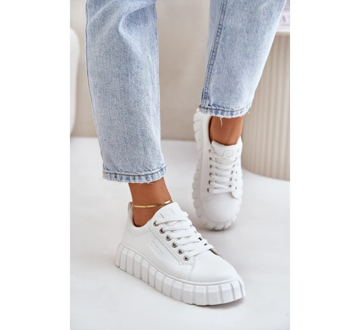 Ocieplane Sneakersy Damskie Big Star MM274616 Białe Ocieplane Sneakersy Damskie Big Star MM274616 Białe