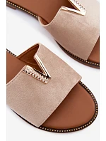 Dámské ploché nazouváky s ozdobným detailem V béžové model 22111384 - Boto