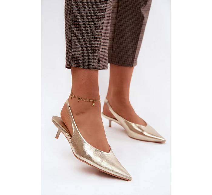 Dámské sandály z umělé kůže na podpatku Zlaté Averelle