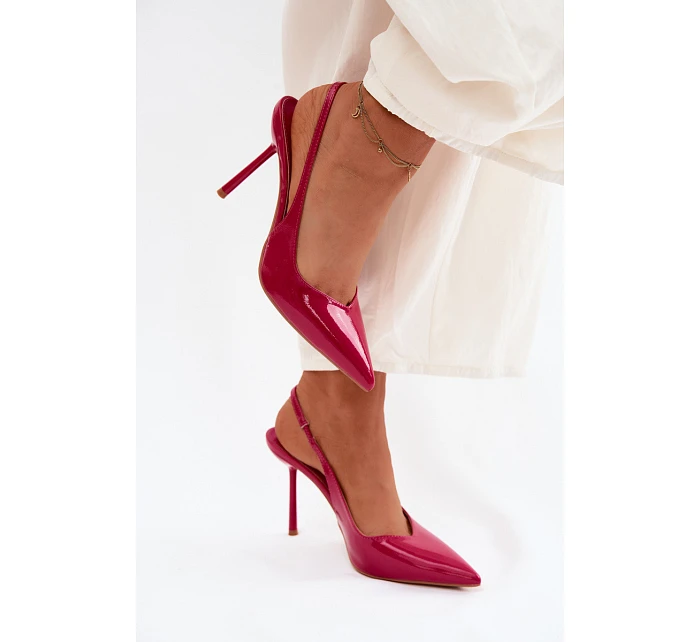 Lakované lodičky sandály z umělé kůže fuchsiové model 22122743 - Boto