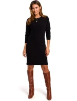S178 Svetrové šaty s dlhým rukávom - čierne