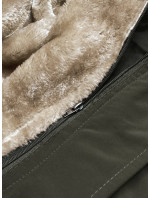 Dámska zimná bunda v army farbe s kožušinovou odopínacou podšívkou (M-21005)