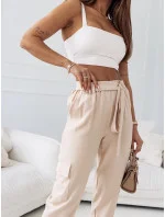 Béžové dámské kalhoty model 19813385 - Moon Béžové dámské kalhoty model 19813385 - Moon