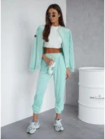 Dámska velúrová súprava s mikinou na zips mentolová (768)