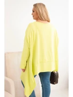 Dámska bavlnená tunika v nadmernej veľkosti s asymetrickým lemom Bright Pistachio