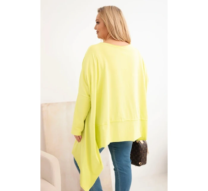 Dámska bavlnená tunika v nadmernej veľkosti s asymetrickým lemom Bright Pistachio