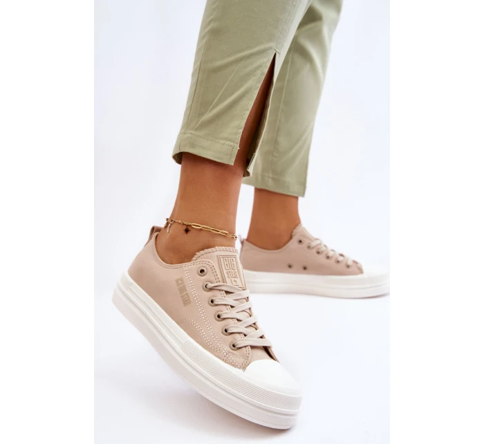 Niskie Sznurowane Tenisówki Big Star LL274969 Beżowe