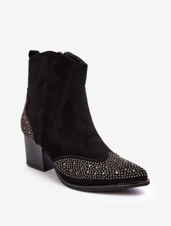 Dámské zdobené kovbojky na sloupku černé model 21638765 - Boto