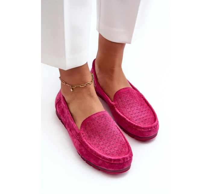 Zamszowe Mokasyny Damskie Fuksja S.Barski LR755