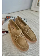 Dámské semišové mokasíny s ozdobou D&A model 21660216 hnědé - S.Barski Dámské semišové mokasíny s ozdobou D&A model 21660216 hnědé - S.Barski