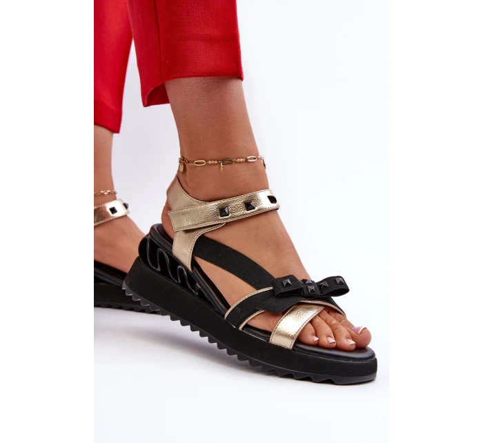 Sandały Damskie Z Kokardką D&A CR956 Złote