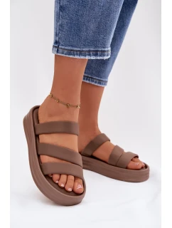 Materiálové dámské sandály na platformě s pásky Khaki model 21943283 - Boto