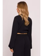 M861 Krátky top so zaväzovaním vpredu - čierny M861 Krátky top so zaväzovaním vpredu - čierny