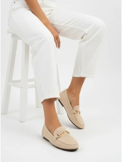 Dámske semišové mokasíny s kovovou prackou béžové FashionStreet ZY1341