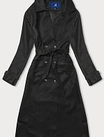 Dámsky dvojradový kabát z ekokože Ann Gissy čierny (AG6-30)