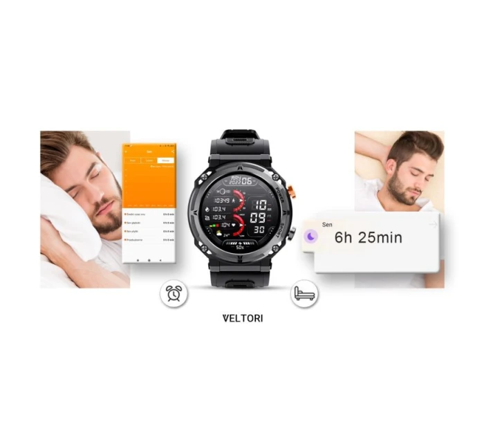 VELTORI VT130-1 Smartwatch Čierny silikónový remienok VELTORI VT130-1 Smartwatch Čierny silikónový remienok