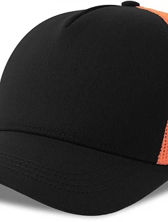 Atlantis Headwear Rapper Cotton-S 5-panelová truckerová čiapka 33.0260 čierna/oranžová fluo