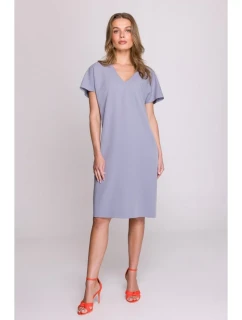 Šaty uvolněného střihu s výstřihem do V šedá model 20966044 - STYLOVE