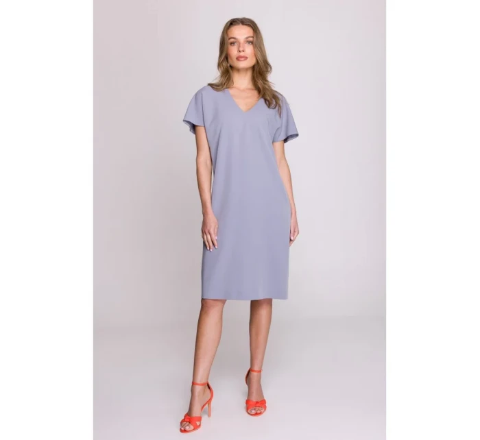 Šaty uvolněného střihu s výstřihem do V šedá model 20966044 - STYLOVE Šaty uvolněného střihu s výstřihem do V šedá model 20966044 - STYLOVE