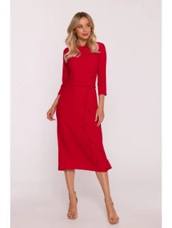 S425 Šaty s volánom - červené