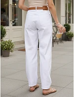 Dámske baggy džínsy s opaskom biele FashionStreet UY2930