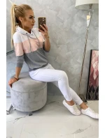 Farebná pruhovaná sada biela + púdrová ružová Farebná pruhovaná sada biela + púdrová ružová