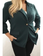 Dámská viskózová sako Plus Size s dlouhým rukávem a límcem mořská Dámská viskózová sako Plus Size s dlouhým rukávem a límcem mořská