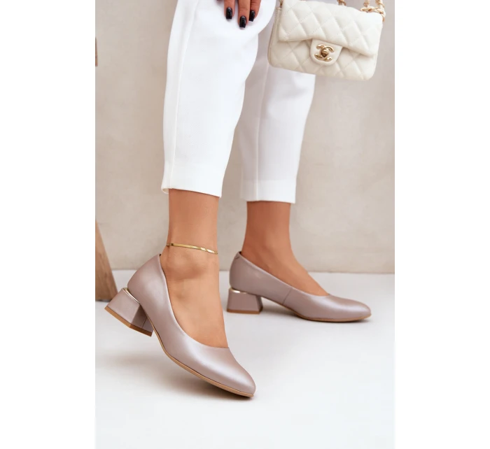 Kožené lodičky Lewski model 21682432 Tmavě béžové - Boto