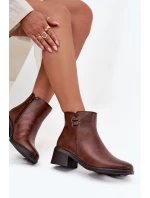 dámské kotníčkové boty na klínku hnědé model 21711943 - EVENTO