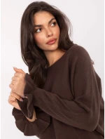 Sweter IT SW model 21480353 ciemny brązowy - FPrice Sweter IT SW model 21480353 ciemny brązowy - FPrice