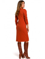 S178 Svetrové šaty s dlhými rukávmi - červené