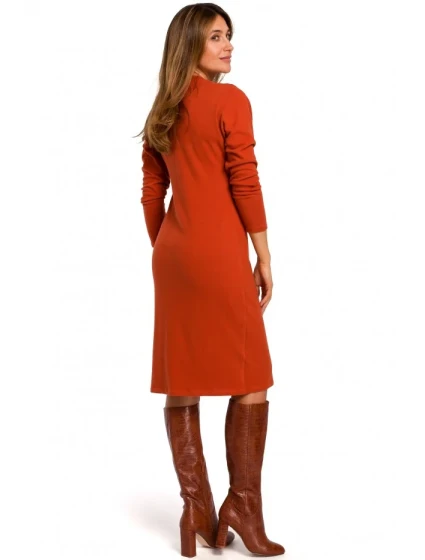 model 18002181 Svetrové šaty s dlouhými rukávy červené - STYLOVE