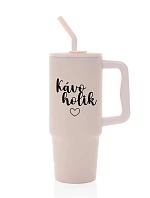 KÁVOHOLIK - ružový cestovný termohrnček 900 ml