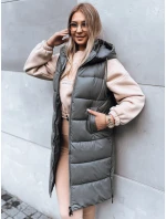 Dámská dlouhá prošívaná vesta  tmavě šedá Dstreet model 21970755 - FashionStreet