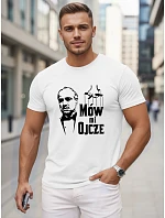 Tshirt męski klasyczny z nadrukiem bawełniany biały model 22217937 - FashionStreet