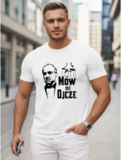 Tshirt męski klasyczny z nadrukiem bawełniany biały model 22217937 - FashionStreet