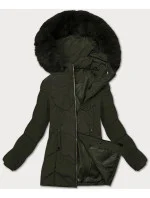 Dámska zimná plus size bunda v khaki farbe s kapucňou S'west (B8300-11)