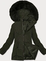 Dámska plus size zimná bunda s kapucňou S'west khaki (B8300-11)