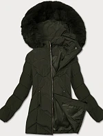 Dámska plus size zimná bunda s kapucňou S'west khaki (B8300-11)