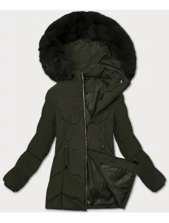 Dámska zimná plus size bunda v khaki farbe s kapucňou S'west (B8300-11)