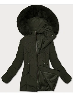 Dámská zimní plus size bunda v khaki barvě s kapucí model 21248361 - S'WEST